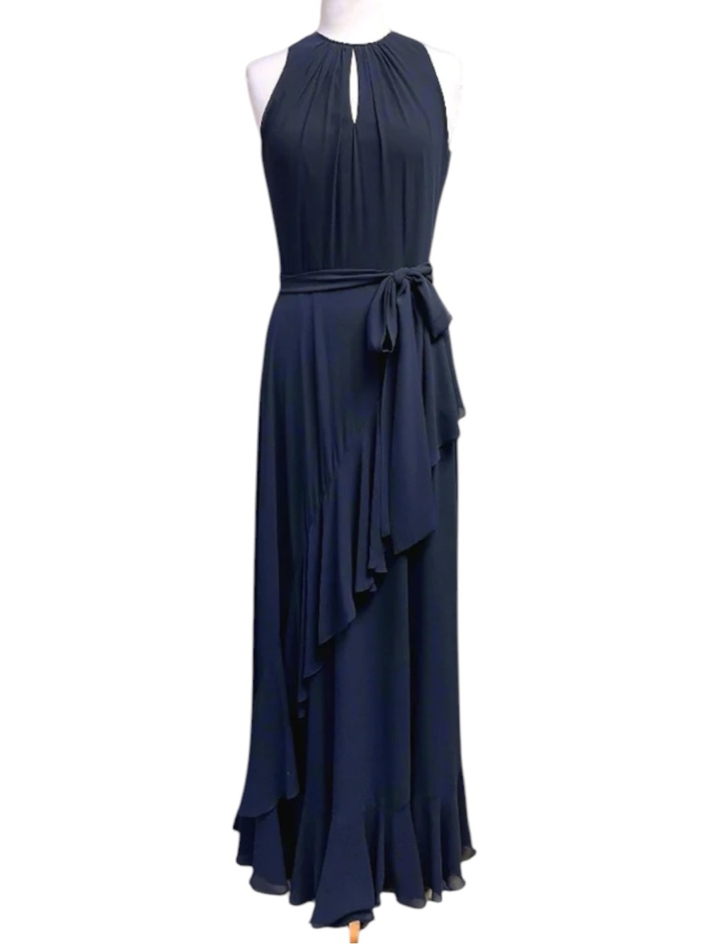 Alex Marie Colette Sleeveless Tie Waist Tiered Ruffle Hem Maxi Gown Size 10